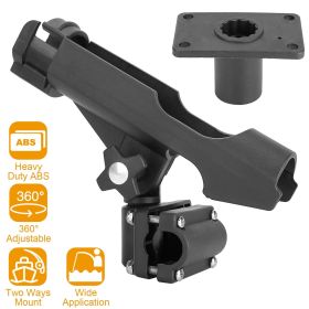 Boat Fishing Pole Rod Holder 360�� Rotatable Kayak Side Rail Mount Adjustable Folding Rod Holder w/ Large Clamp