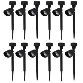 Outdoor Solar Powered LED Spotlight Black 12 pcs