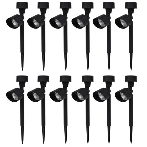 Outdoor Solar Powered LED Spotlight Black 12 pcs