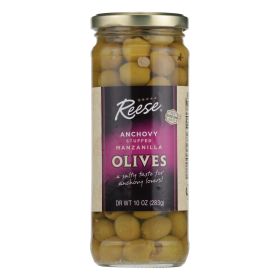Reese's Olives, Manzanilla Stuffed With Minced Anchovy - Case Of 12 - 10 Oz