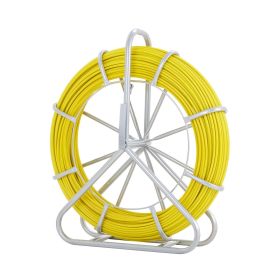 VEVOR Fish Tape Fiberglass, 600 ft, 5/16 in, Duct Rodder Fishtape Wire Puller, Cable Running Rod with Steel Reel Stand, 3 Pulling Heads