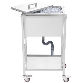 VEVOR 32qt Rolling Ice Chest Cooler Cart Outdoor Stand Up Cooling Bin on Wheels