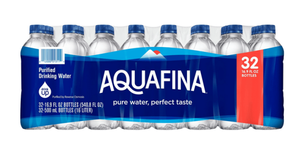 Aquafina Purified Bottled Drinking Water, 16.9 oz, 32 Pack Bottles