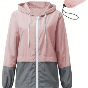 Women's Outwear Women Rain Coats Lightweight Waterproof Outdoor Rain Jacket (Color: pink, size: L(8/10))