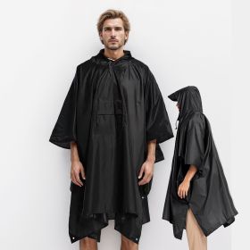Unisex Hooded Rain Poncho With Pocket For Adult 3-in-1 Waterproof Poncho Raincoat With Hood Sleeve Brim Lightweight Portable Rain Poncho For Hiki (Color: black)